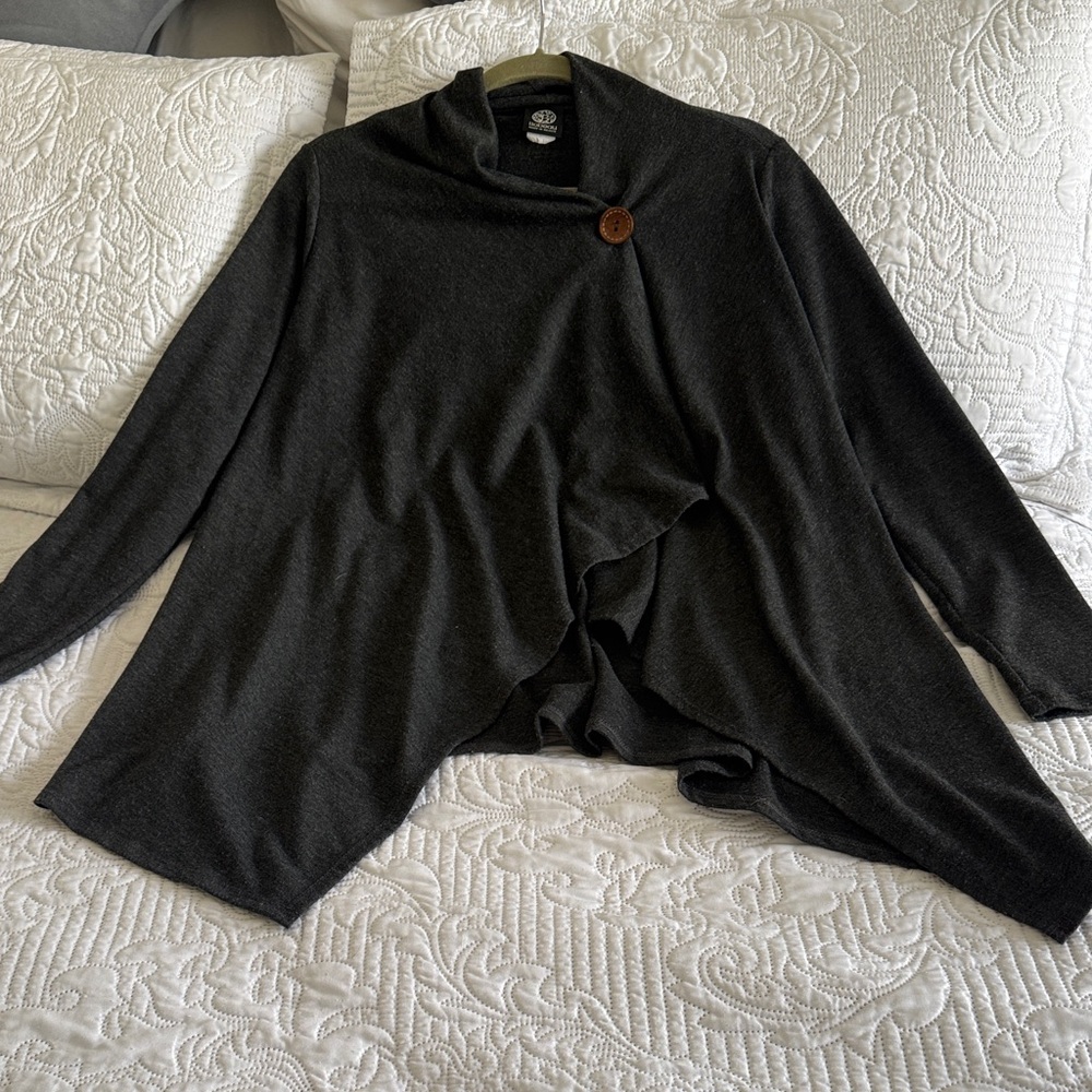 Bobeau Charcoal Gray Open Cardigan